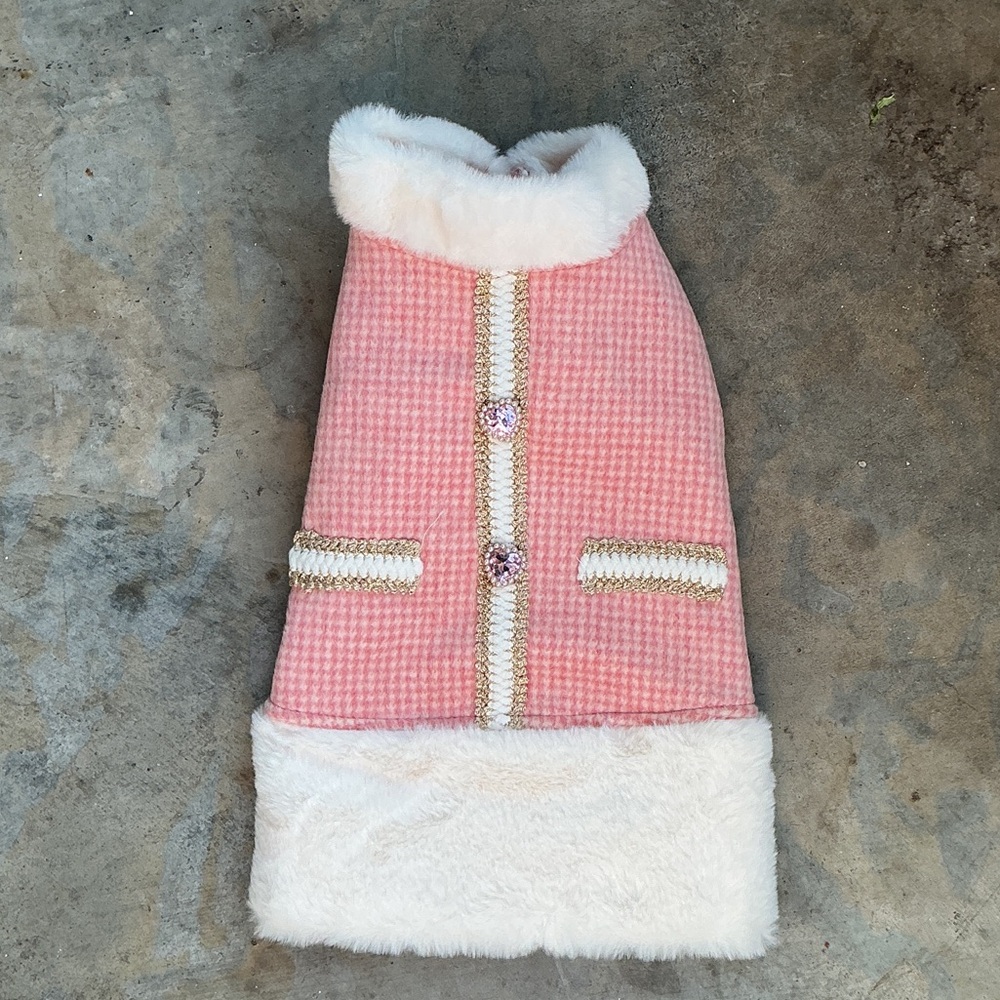 Pink and White Dog Coat